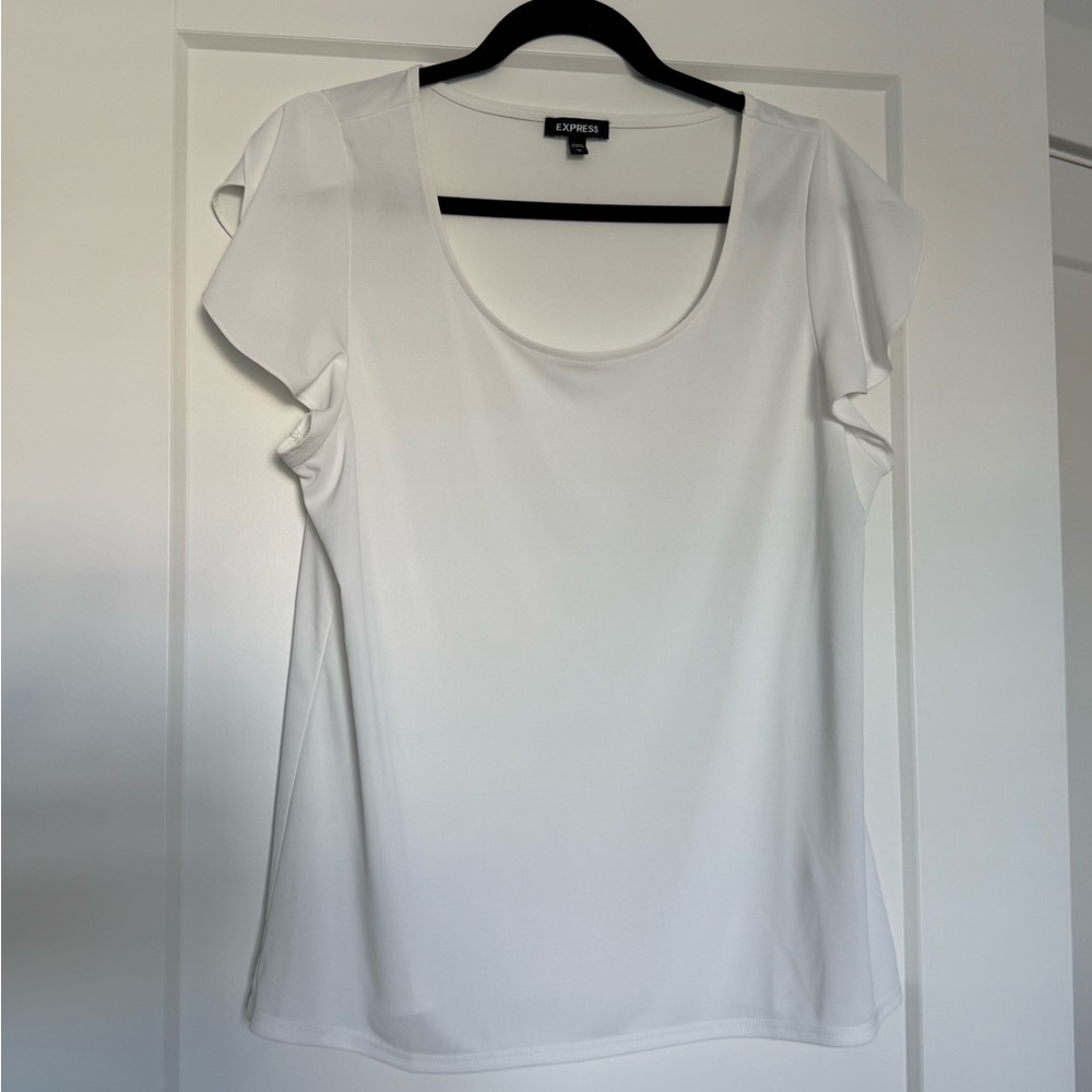 Express White Flutter Sleeve Blouse